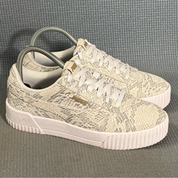 Puma Carina Snake Lux Women's Leather Platform Sneakers 373928-01 Size 6.5 - Picture 2 of 9